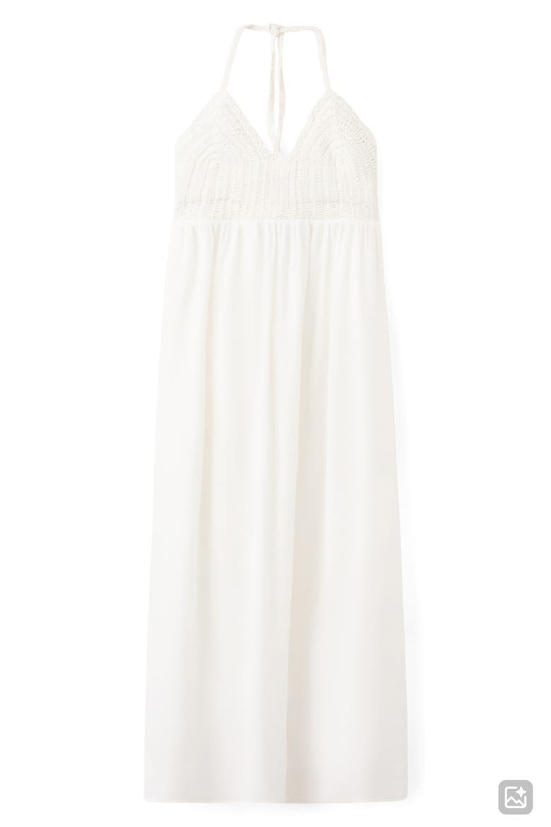 Cotton Crochet Overlay Bodice Maxi Sundress, Alternate, color, OFF WHITE