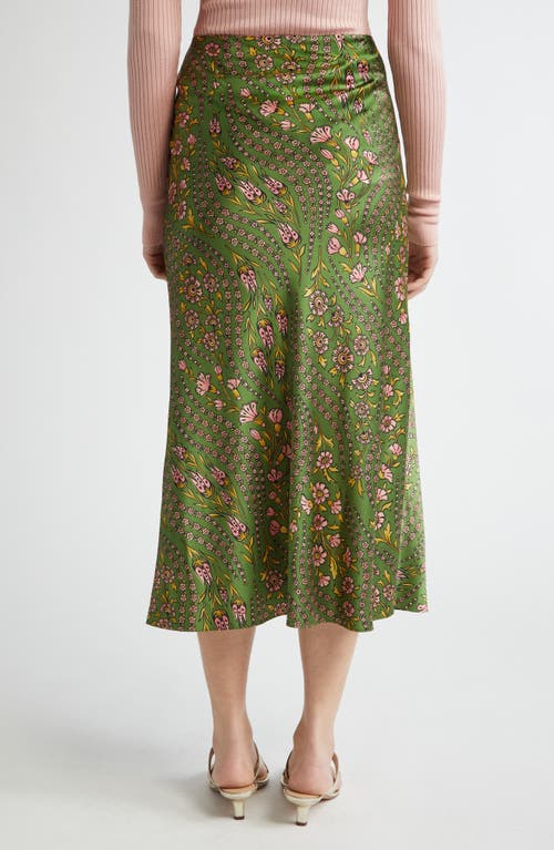 Veronica Beard Clover Floral Silk Slip Skirt In Lemongrass Multi