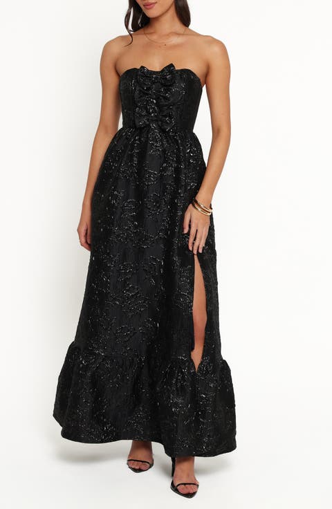 Delphira Brocade Strapless Maxi Dress