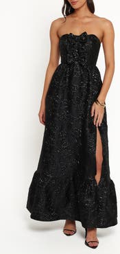 Petal & Pup Delphira Brocade Strapless Maxi Dress