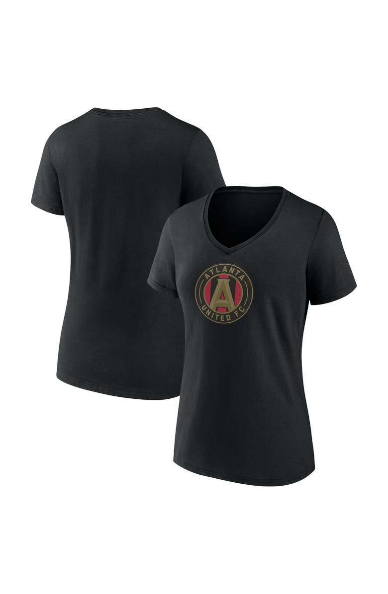 FANATICS Women's Fanatics Branded Black Atlanta United FC Evergreen Logo V-Neck T-Shirt, Main, color, 