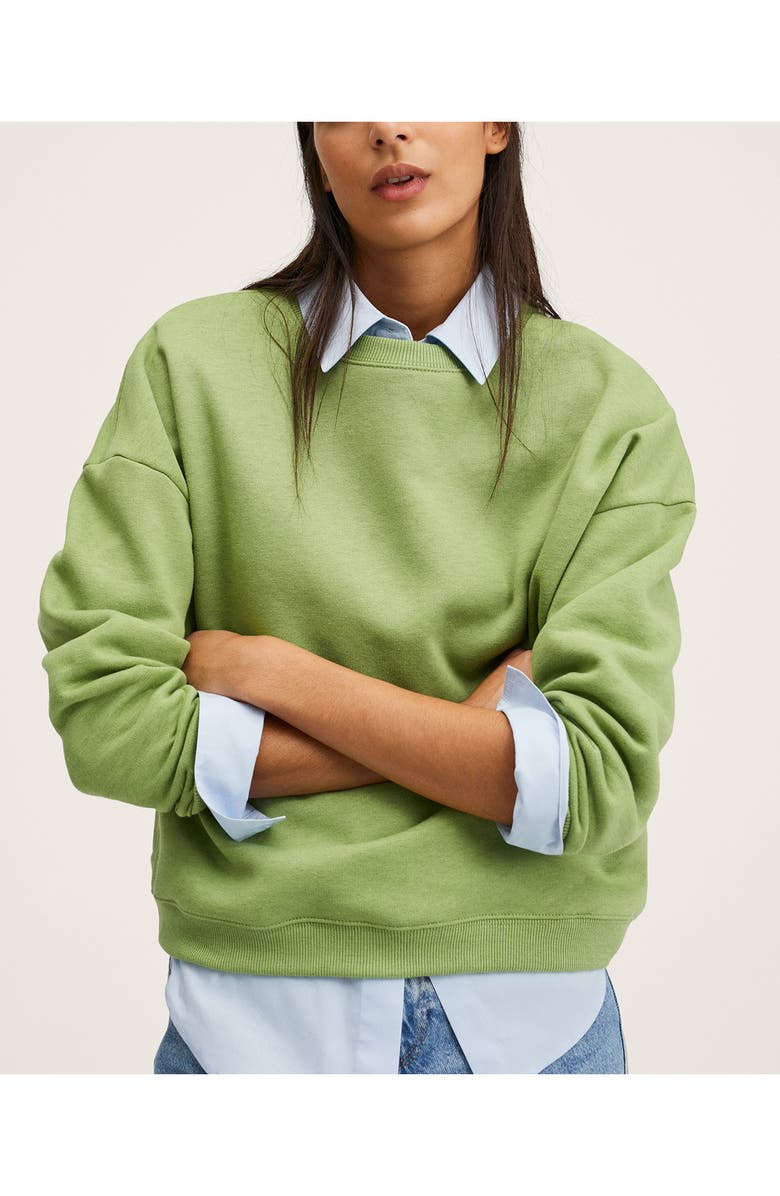 MANGO Cotton Blend Crewneck Sweatshirt, Alternate, color,