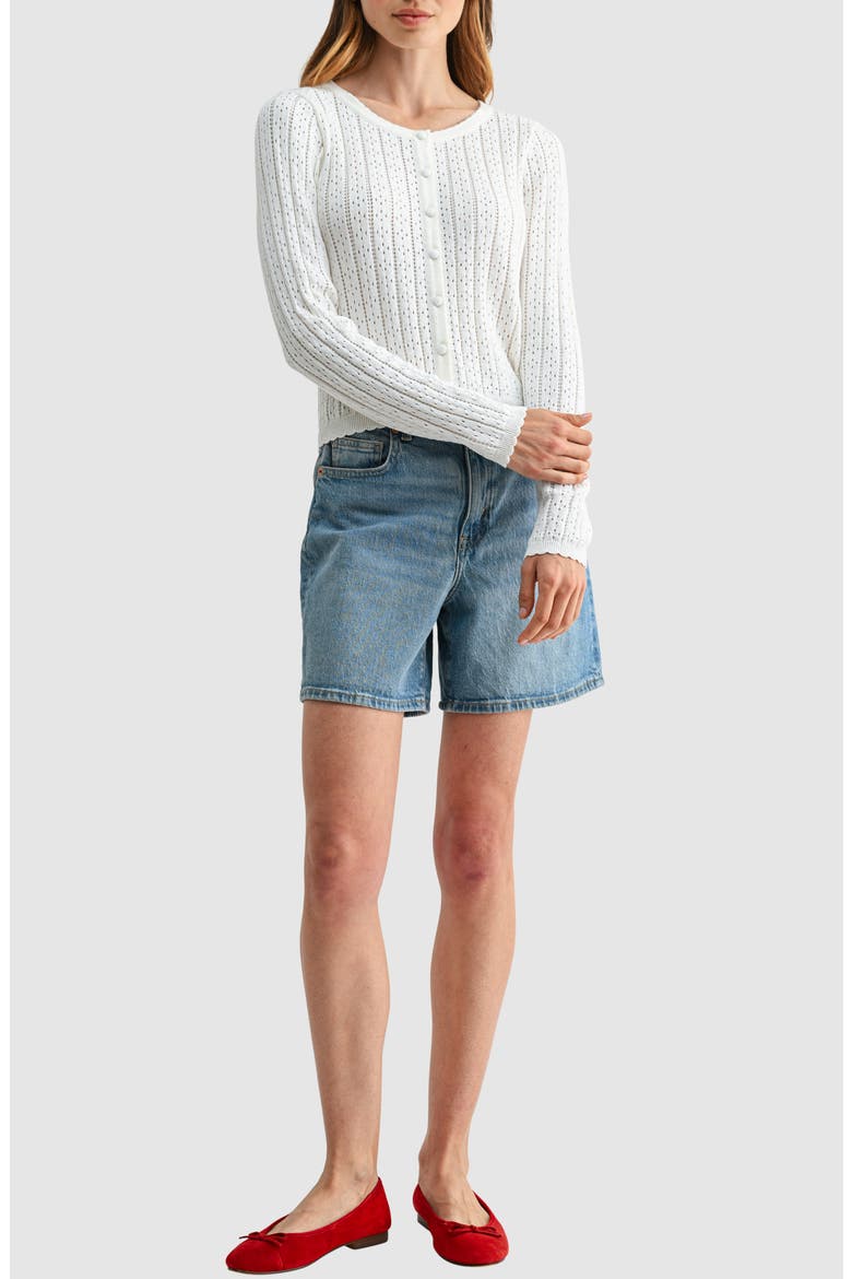 Pointelle Button Down Cardigan, Alternate, color, IVORY