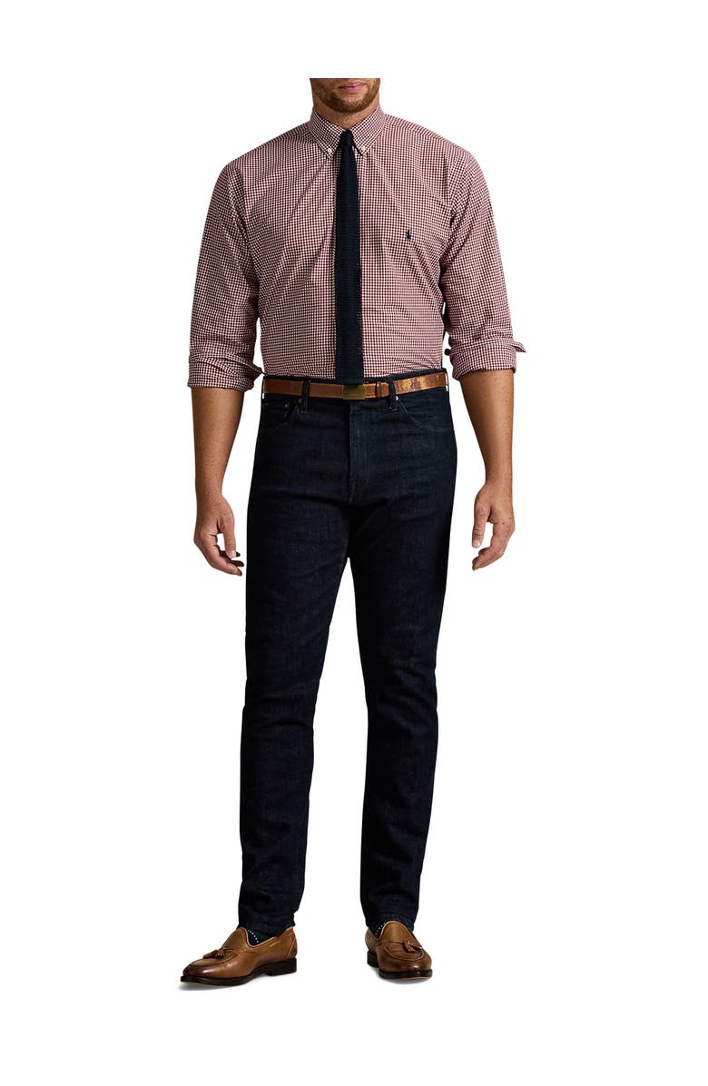Polo Ralph Lauren Big & Tall Gingham Stretch Poplin Sport Shirt, Alternate, color, Classic Wine White