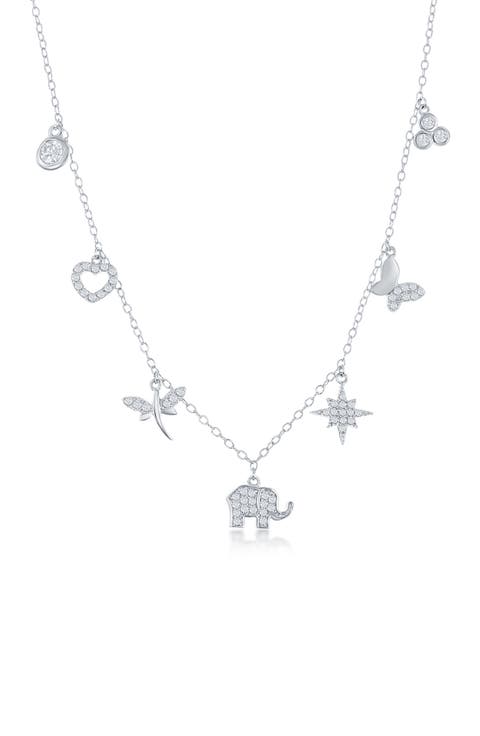 Cubic Zirconia Pavé Charm Necklace