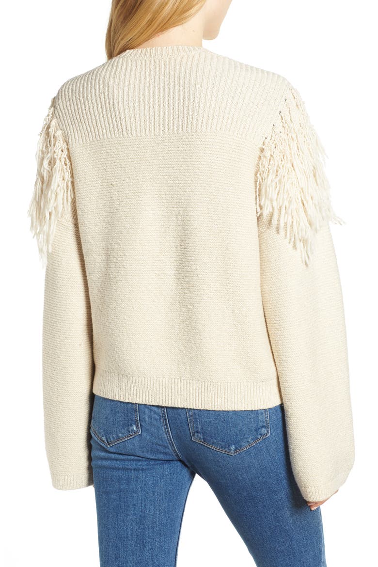 Fringe Detail Cardigan, Alternate, color, IVORY BIRCH