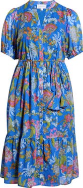 SUGARLIPS Sunlit Floral Beth Button-Up Cotton Midi Dress