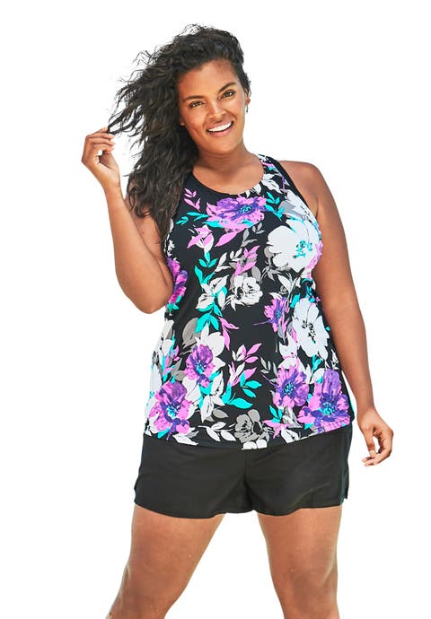 Longer-Length High-neck Racerback Tankini Top