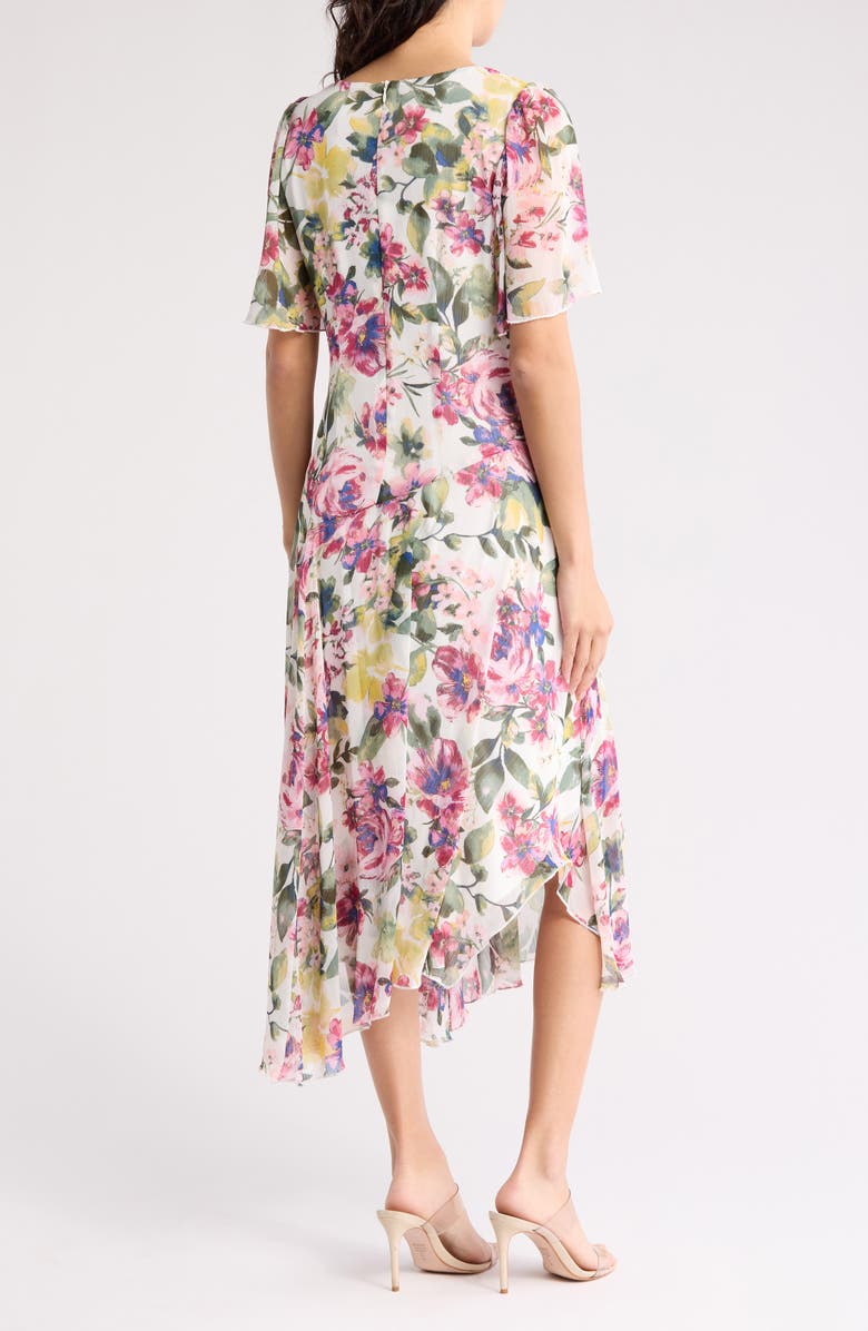 Connected Apparel Butterfly Sleeve Chiffon Dress, Alternate, color, White