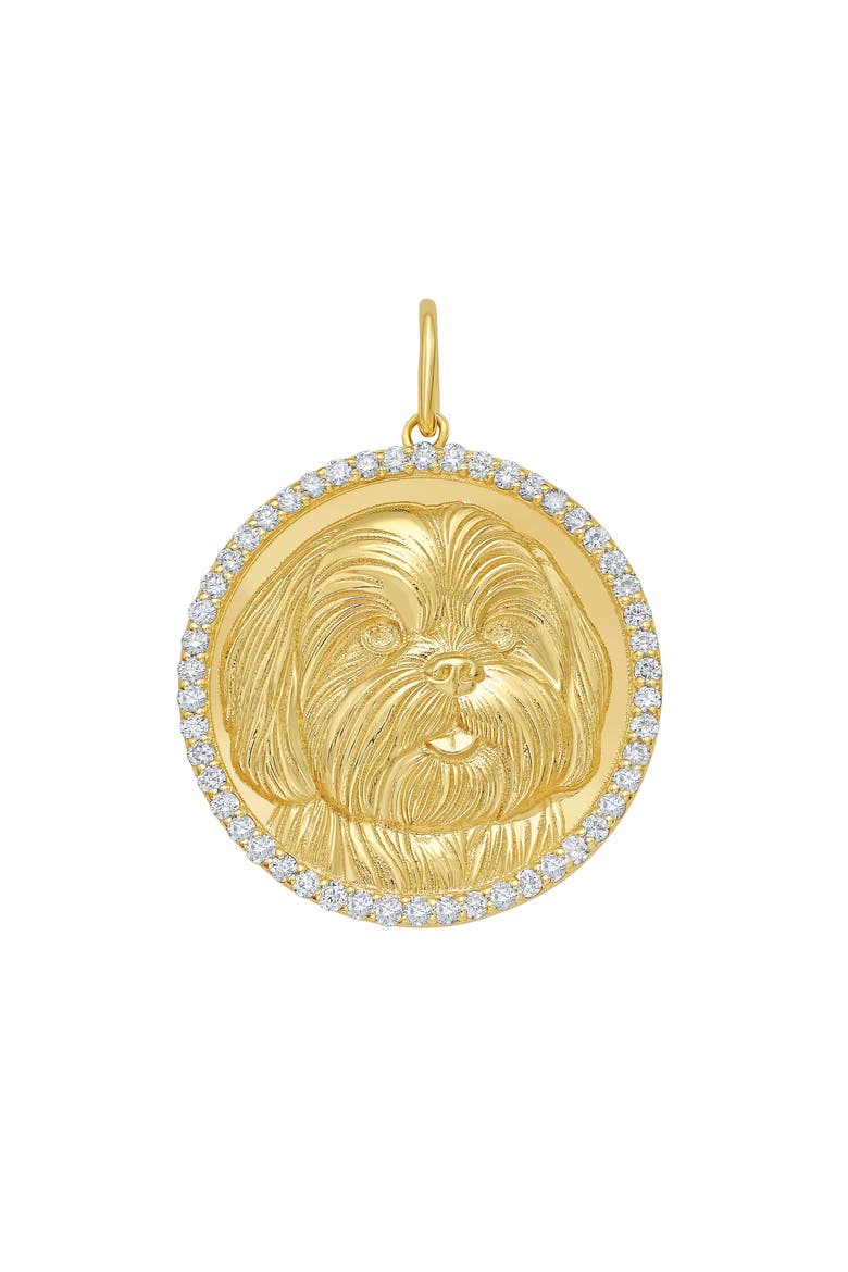 14K Gold Shih Tzu Diamond Dog Border Medallion Charm, Main, color, Yellow Gold