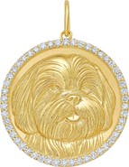 Lionheart 14K Gold Shih Tzu Diamond Dog Border Medallion Charm