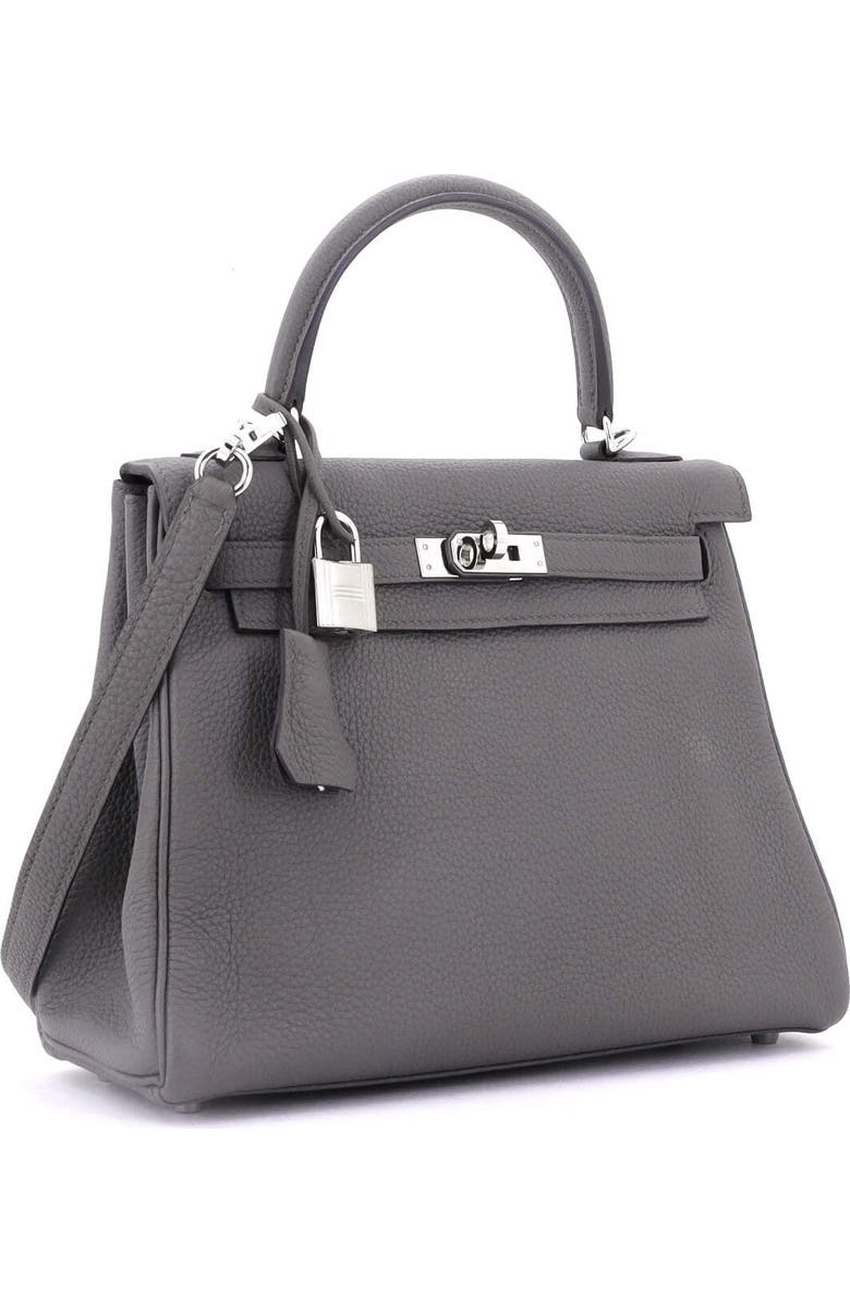 Pre-Owned Hermes Kelly Handbag Grey Togo with Palladium Hardware 25, Alternate, color, Etain
