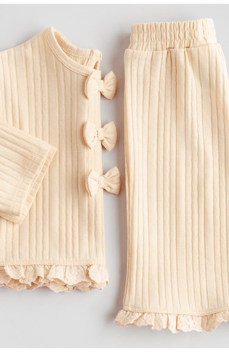 H&M 2-piece Knitted Bow-detail Set, Alternate, color, Light Beige