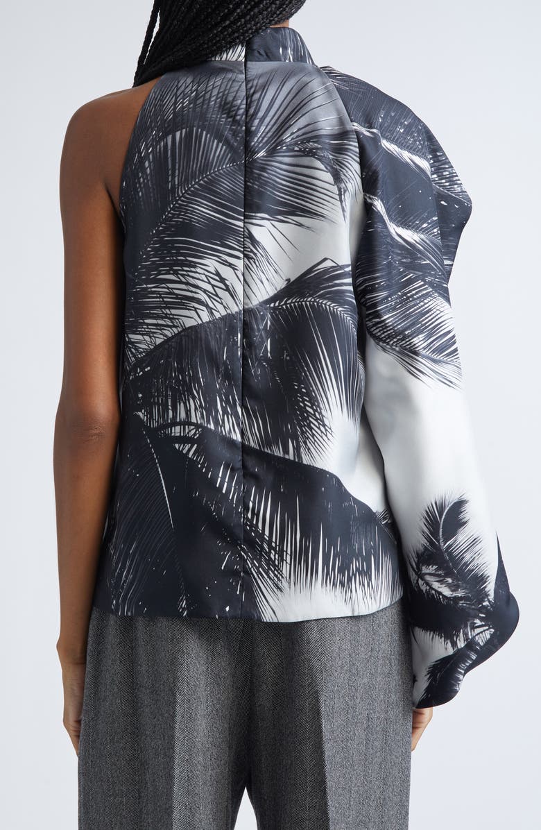 FERRAGAMO Trinidad Print Asymmetric Silk Twill Blouse, Alternate, color, Gold Fox