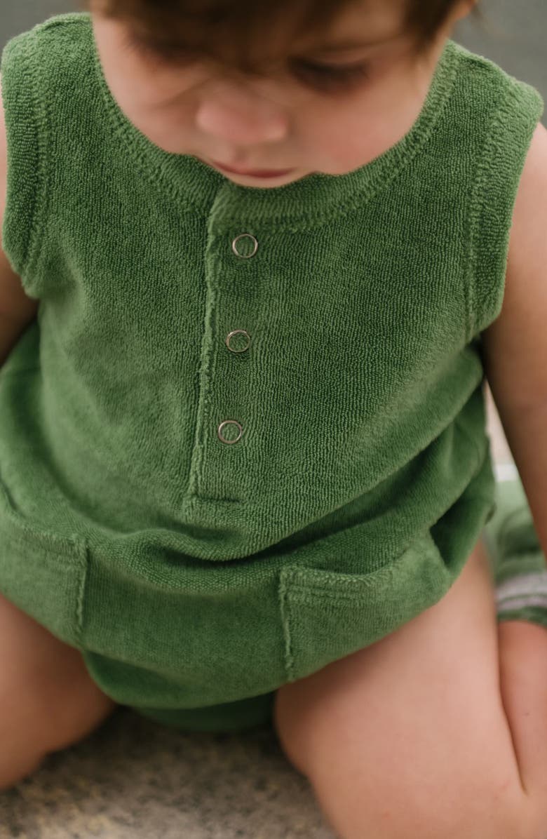 Pehr Classic Terry Bubble Romper, Alternate, color, Grass