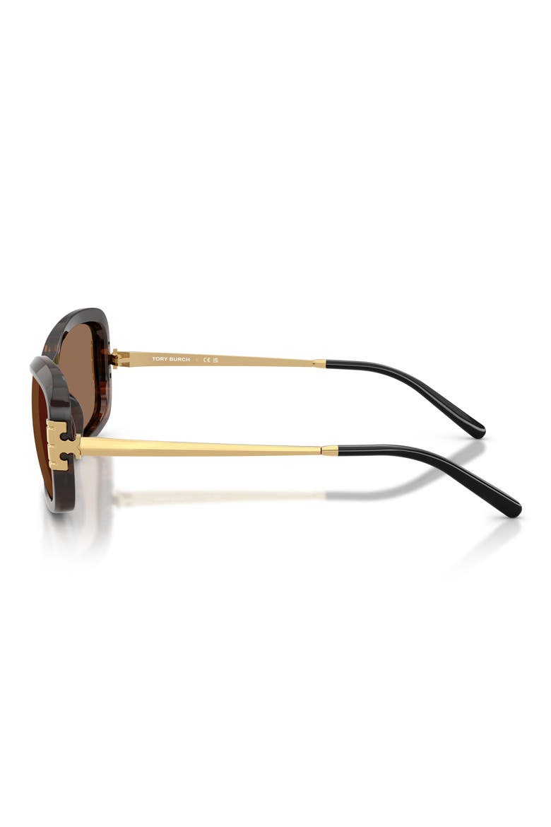 56mm Rectangular Sunglasses, Alternate, color, TORTOISE / DARK BROWN