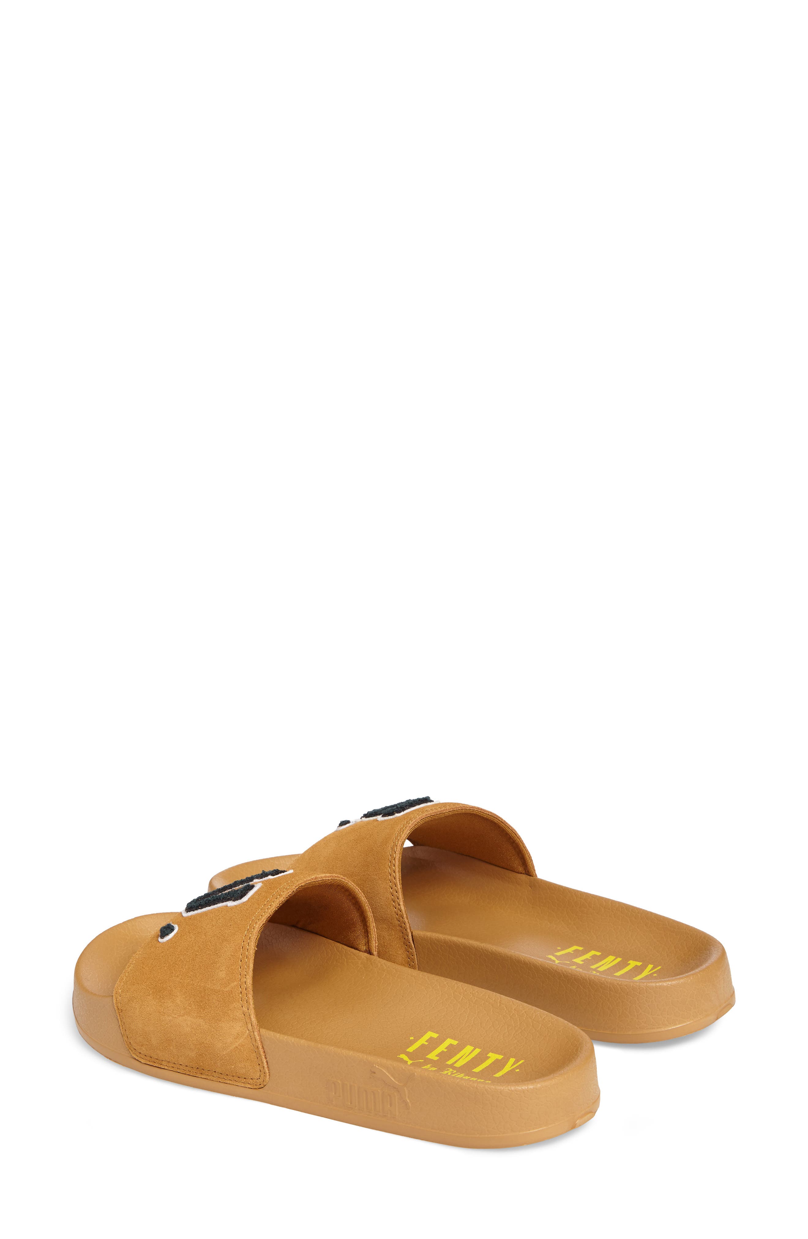 FENTY PUMA by Rihanna Lead Cat Slide Sandals, Alternate, color, GOLDEN BROWN/ SCARAB