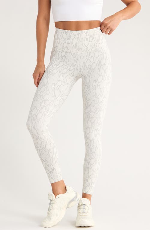 Zella Studio Luxe Print High Waist 7/8 Leggings In White