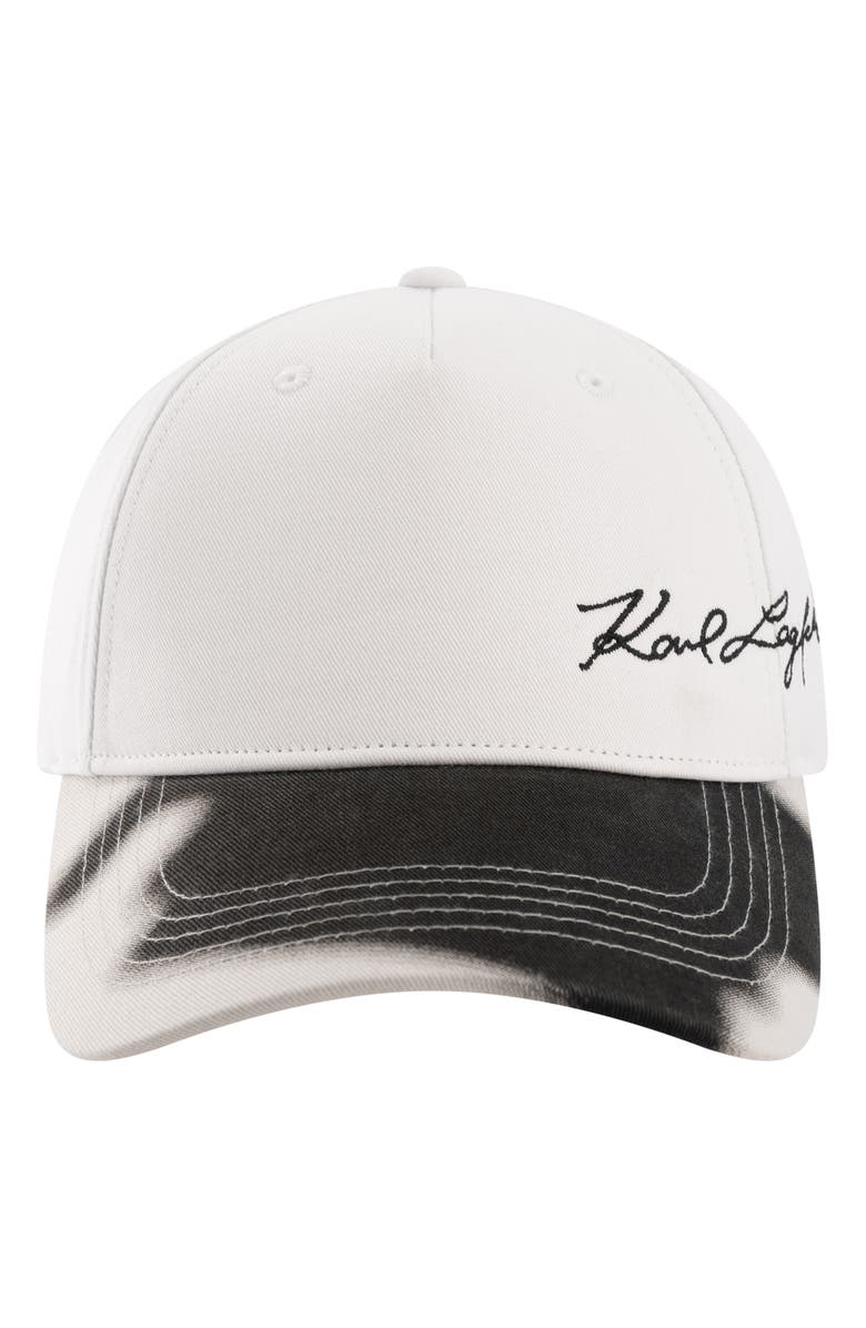 KARL LAGERFELD PARIS Signature Embroidered Baseball Hat, Main, color,