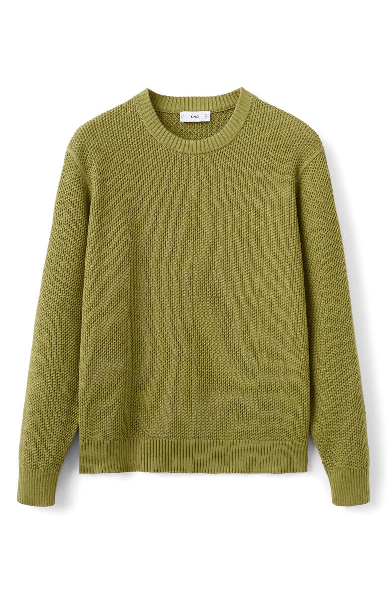 MANGO Crewneck Cotton Blend Sweater, Alternate, color, Green Apple