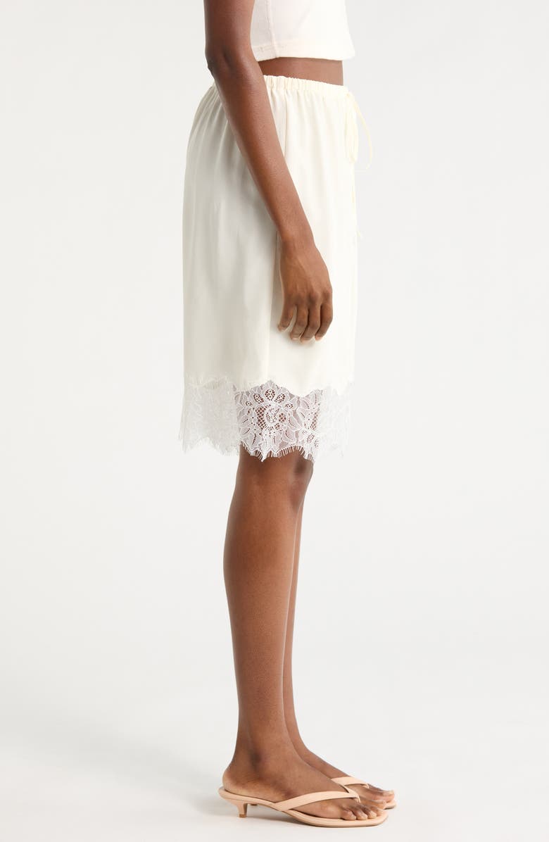 STAUD Verano Silk & Lace Shorts, Alternate, color, White