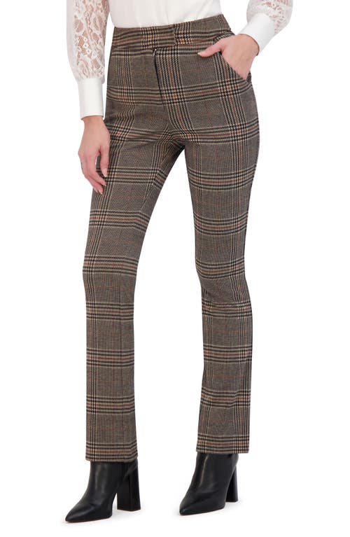 Ookie & Lala Plaid Knit Mini Bootcut Pants In Black/brown