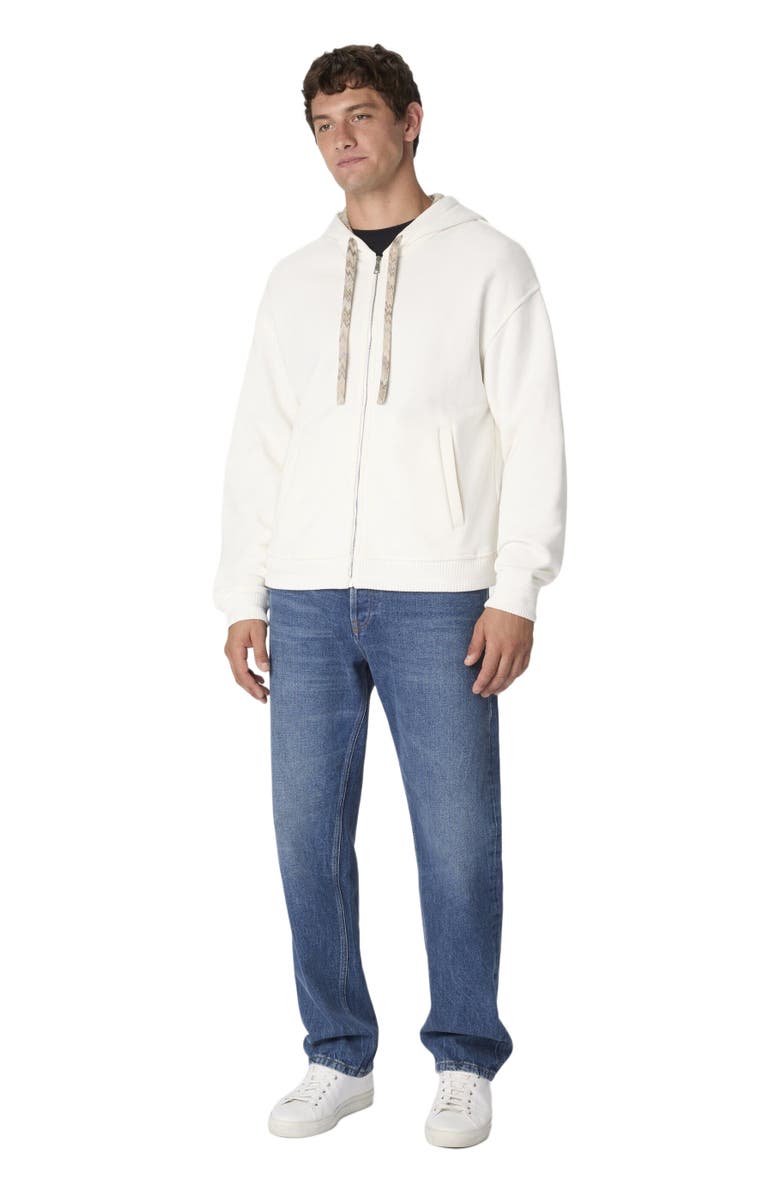 Missoni Cotton Fleece Cardigan With Zigzag Insert And Hood, Main, color, White