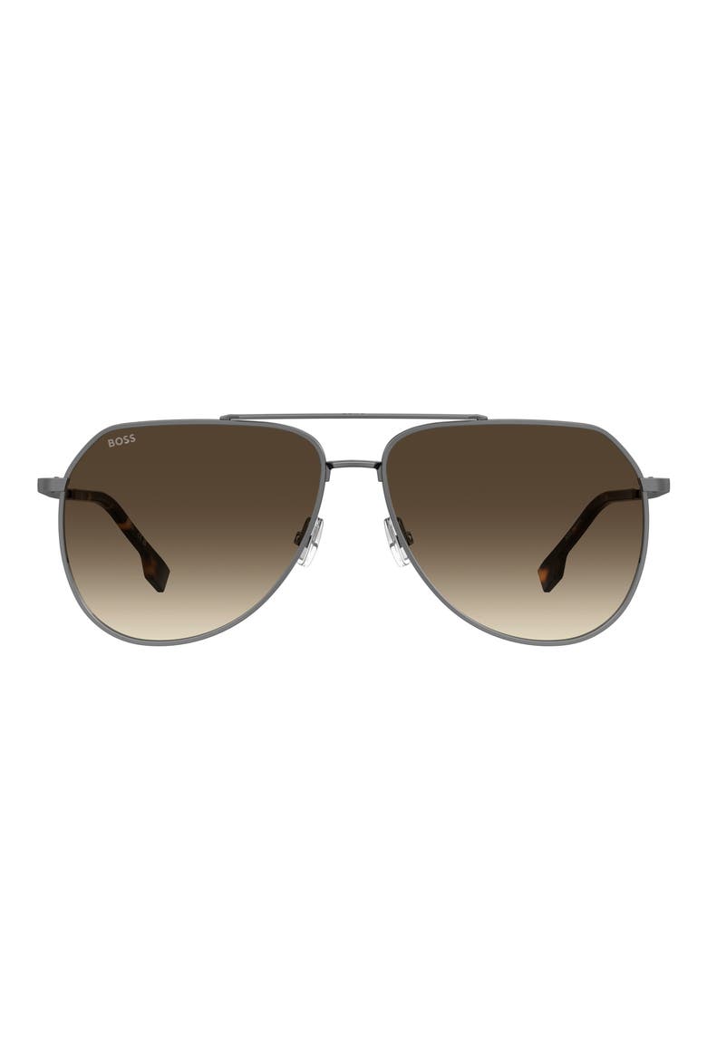 61mm Aviator Sunglasses, Main, color, DARK RUTHENIUM