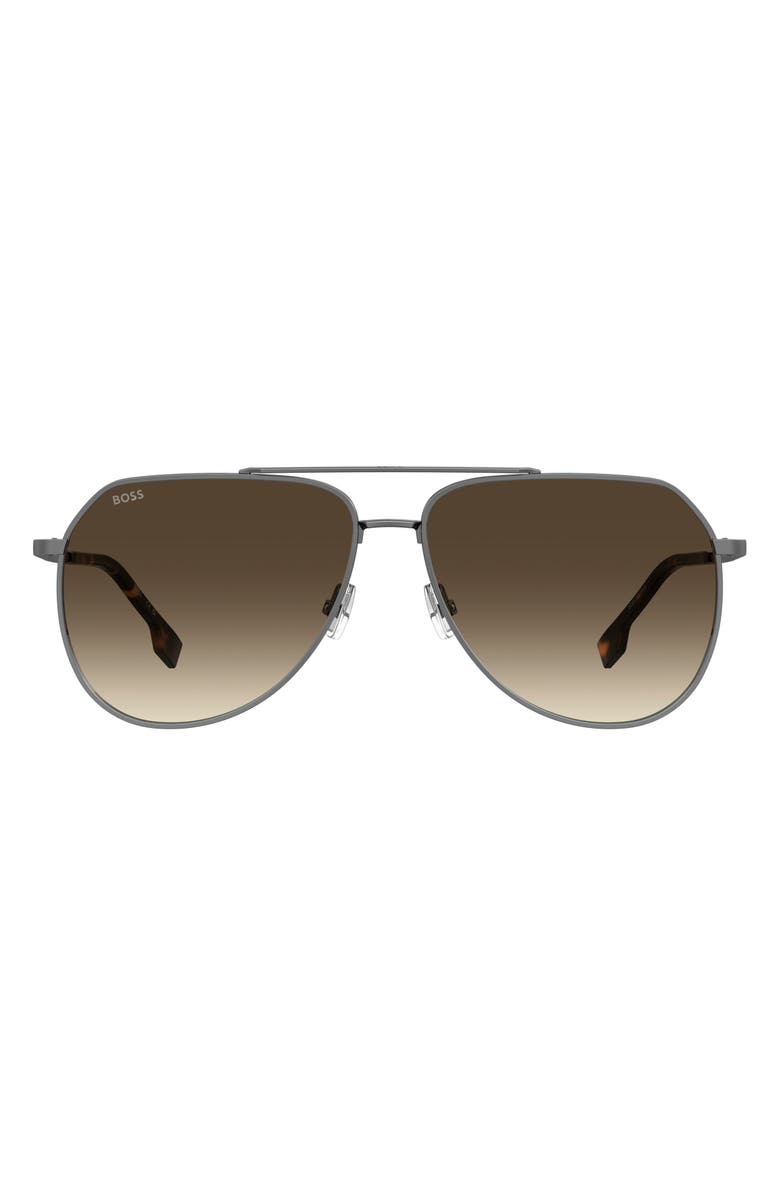 BOSS 61mm Aviator Sunglasses, Main, color, Dark Ruthenium