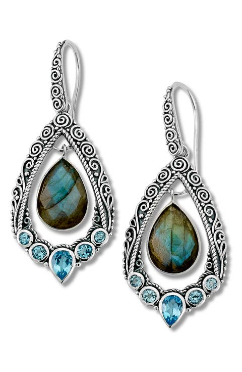 Labradorite Blue Topaz Earrings