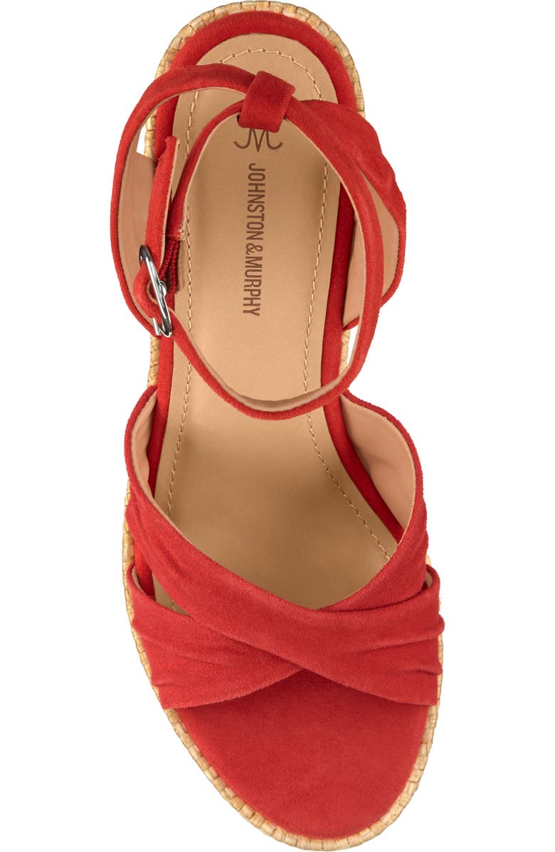 Johnston & Murphy Marcia Platform Wedge Sandal, Alternate, color, Red Kid Suede