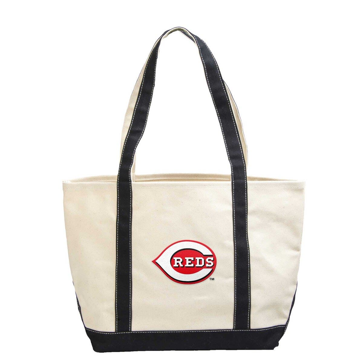 LOGO BRANDS Cincinnati Reds Canvas Tote Bag, Main, color, Red