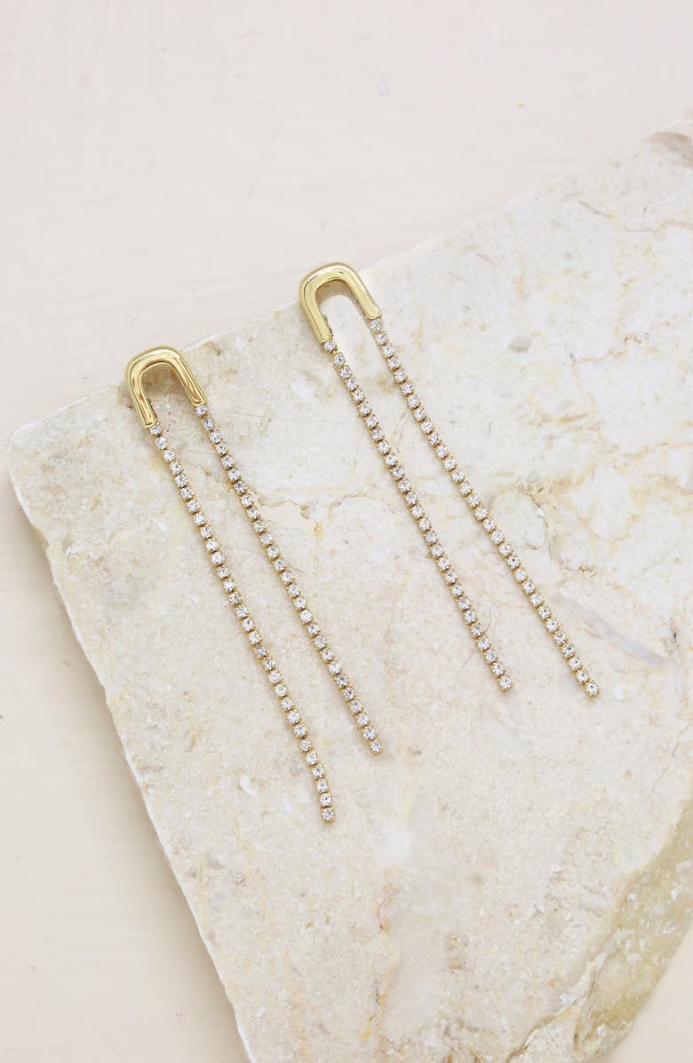 Ettika Crystal Chain Drop Earrings, Alternate, color, Gold