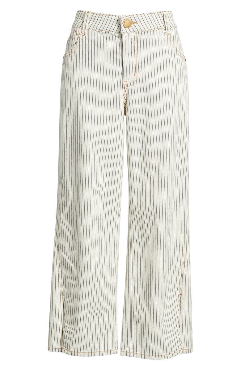 Wit & Wisdom Sam Stripe High Waist Ankle Wide Leg Jeans, Alternate, color, Blanched Almond/ Navy