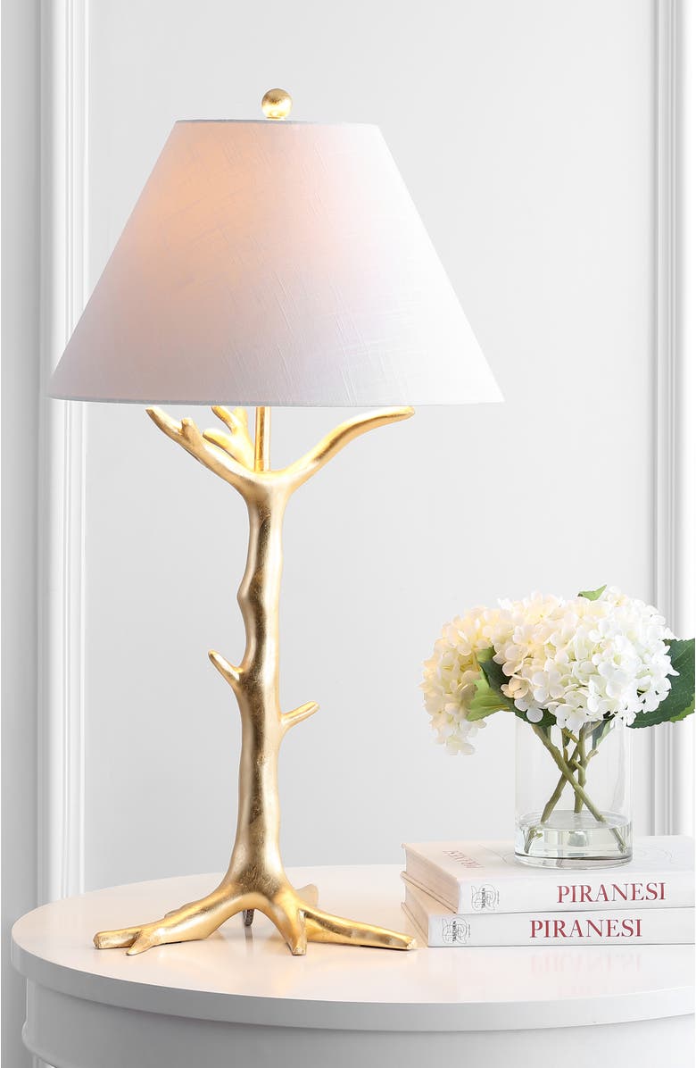JONATHAN Y Galen 33.5" Resin LED Table Lamp, Gold, Alternate, color, Gold Leaf