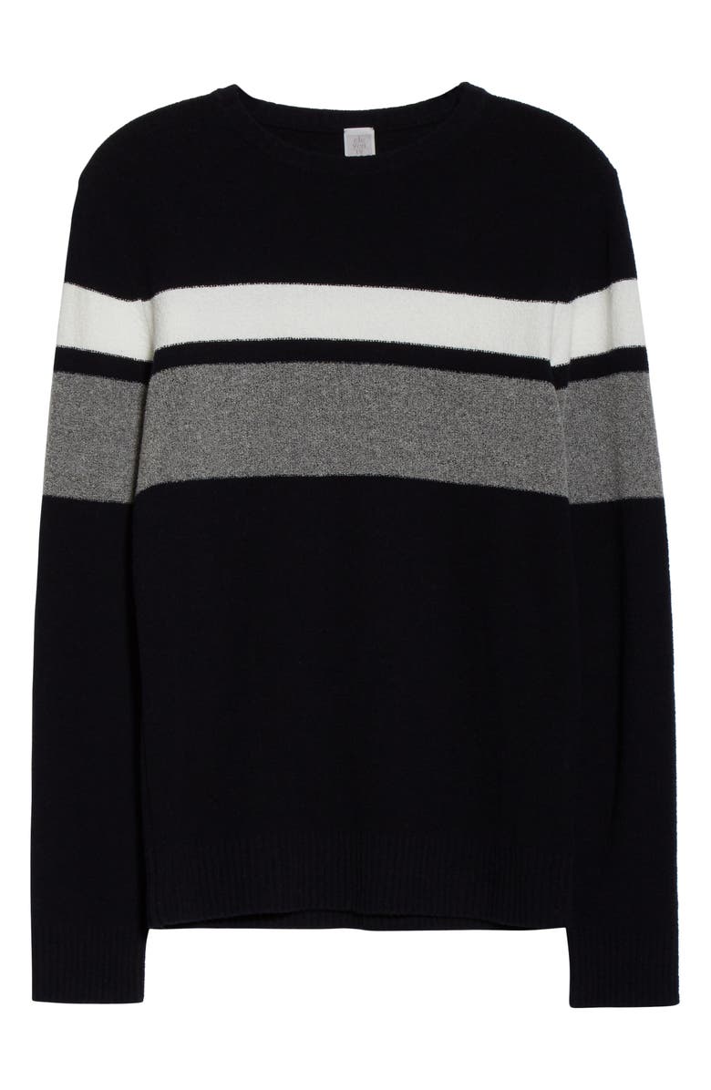 Eleventy Slim Fit Stripe Cotton Blend Crewneck Sweater, Alternate, color, 