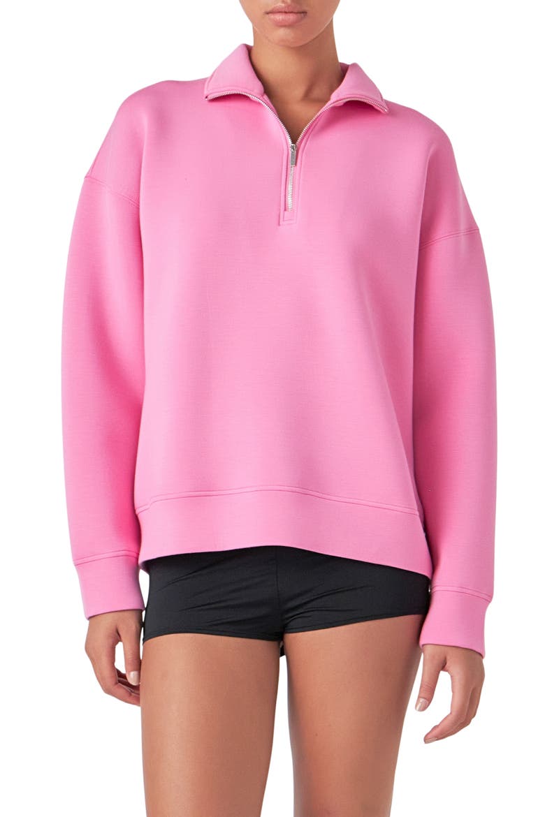 Scuba Knit Quarter Zip Pullover, Main, color, PINK