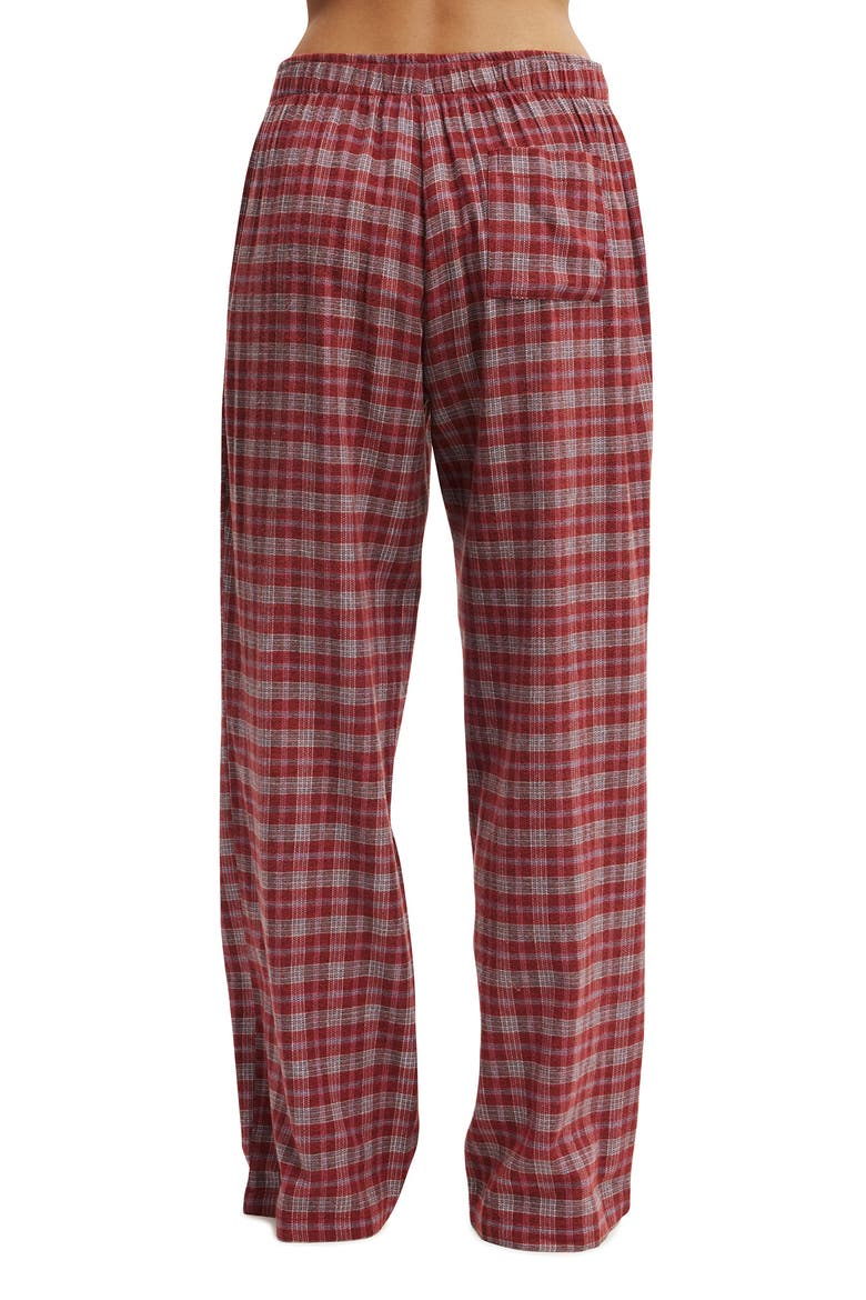 Women's Flannel Wide Leg Pant, Alternate, color, Warm Cherry  Navy Odie Check