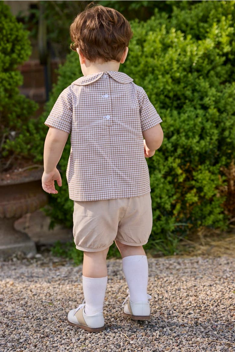 Pleated Carson Short Set, Alternate, color, Khaki Gingham