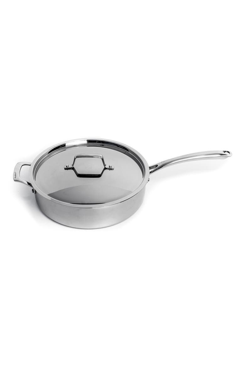 Professional Stainless Steel 10/18 Tri-Ply 5.2 Qt Saute Pan and SS Lid, 11", Main, color, SILVER