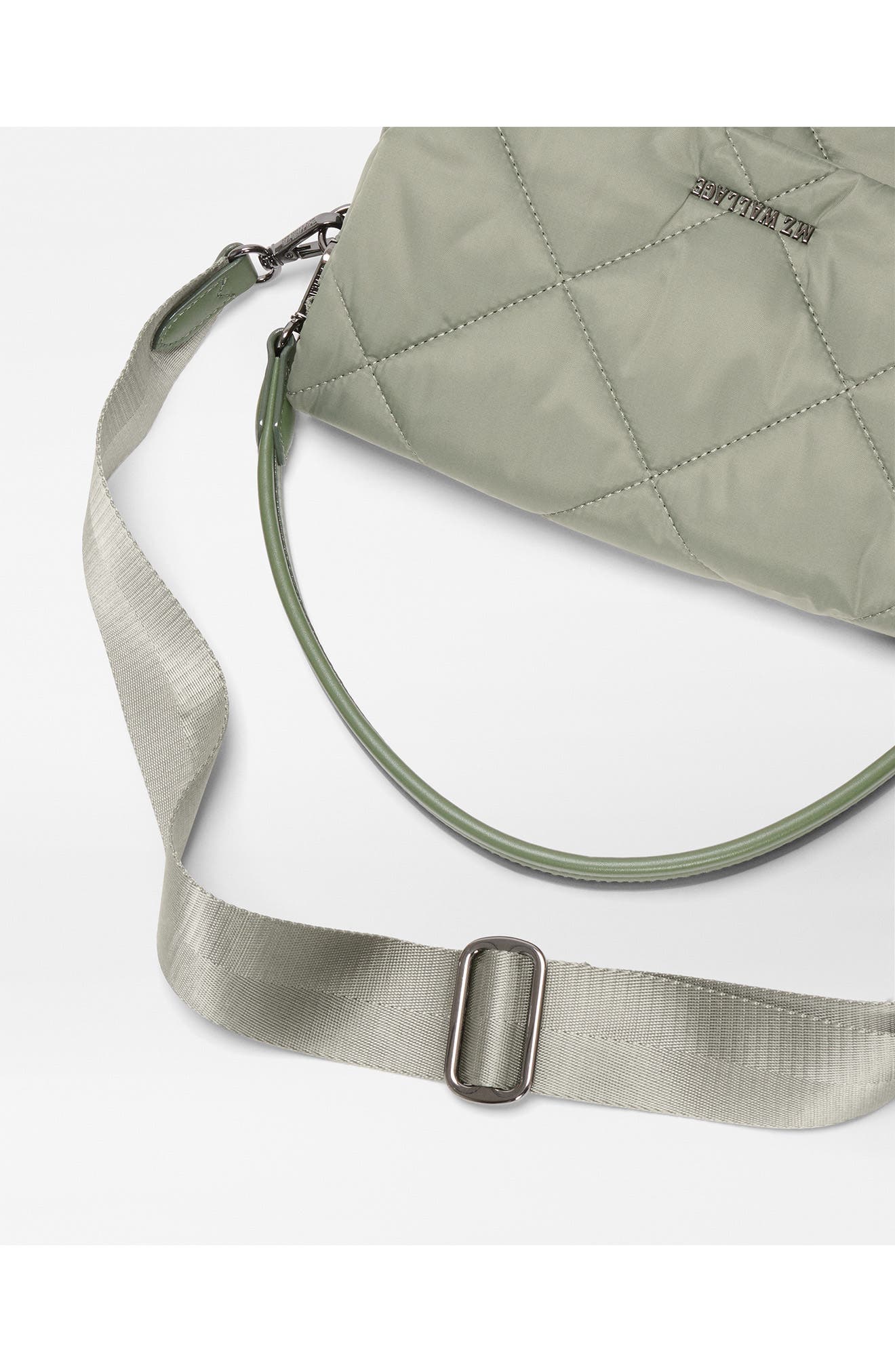 MZ Wallace Madison Quilted Nylon Flap Crossbody Bag, Alternate, color, Agave Green