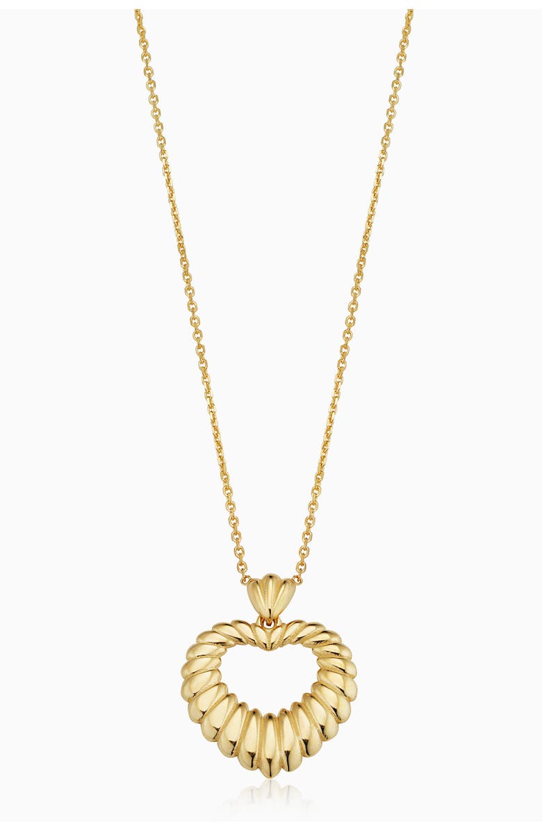 Oradina 14K Yellow Gold Retro Heart Pendant Necklace, Main, color, Yellow Gold