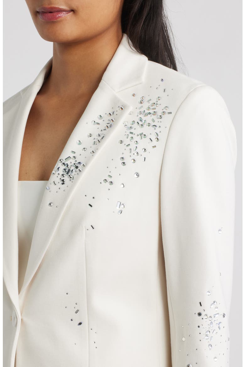 Embellished One-Button Blazer, Alternate, color, WHITE DOVE