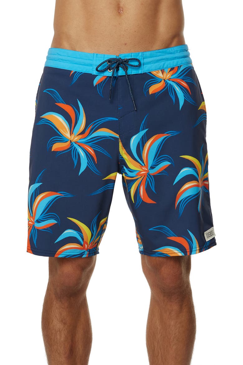 Grove Flow Cruzer Floral Board Shorts, Main, color, NAVY