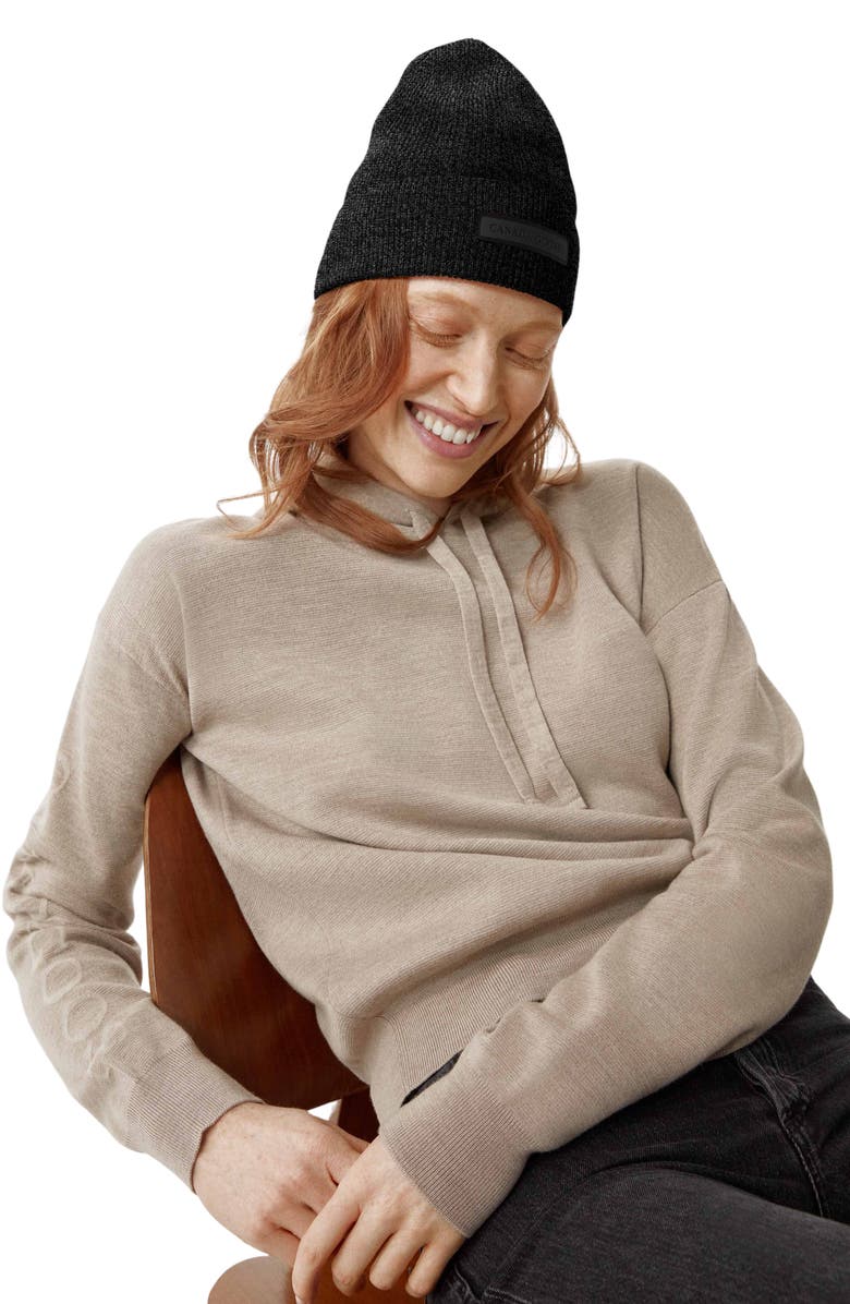 Canada Goose Lightweight Recycled Cashmere & Wool Beanie, Alternate, color, Black Heather