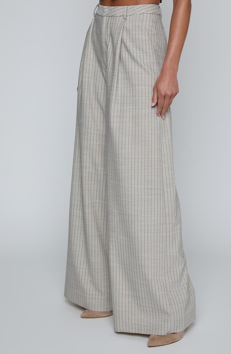 L'AGENCE Allanah Pinstripe Wide Leg Pants, Alternate, color, Grey/ Tan Pinstripe