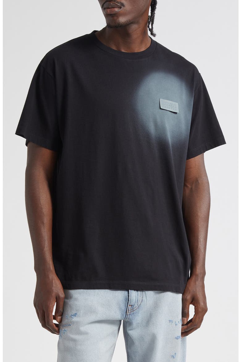 Spray Dot Motif Numeric Logo Patch T-Shirt, Main, color, BLACK