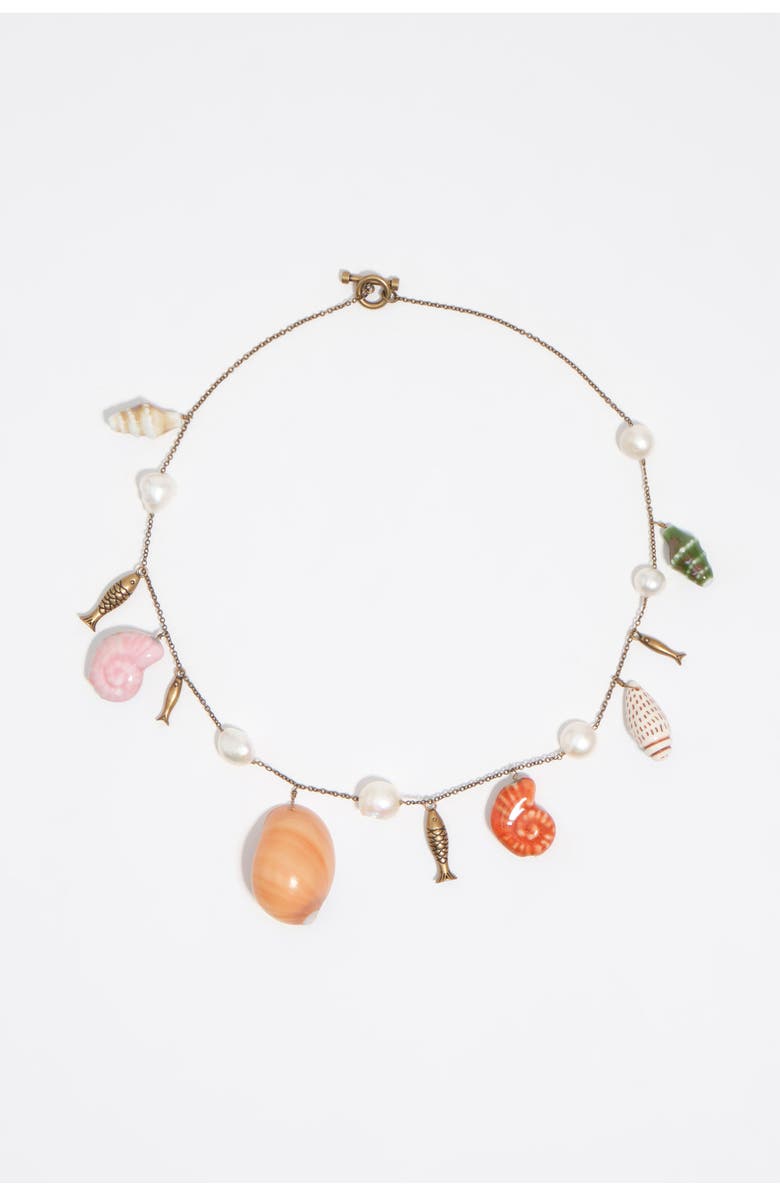 Bimba y Lola Pearl & Shell Necklace, Main, color, Pearl