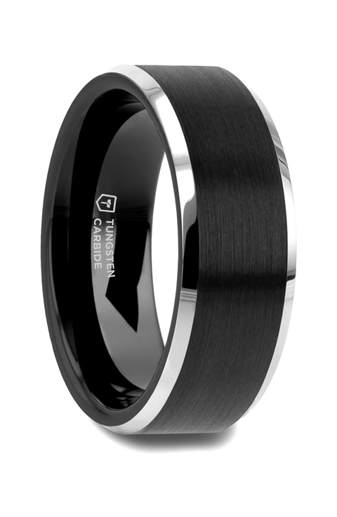 Aston Brushed Center Tungsten Wedding Band