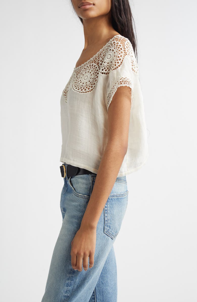 Nili Lotan Caila Crochet Crop Top, Alternate, color, Ivory